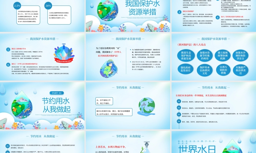 蓝色手绘简约世界水日PPT.pptx