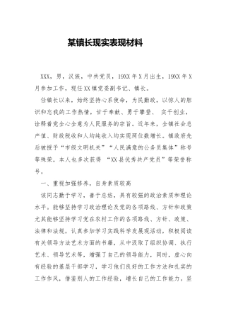 镇长现实表现材料.docx
