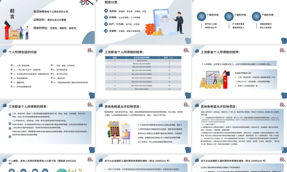 蓝色扁平个人所得税政策知识培训课件PPT模板.pptx