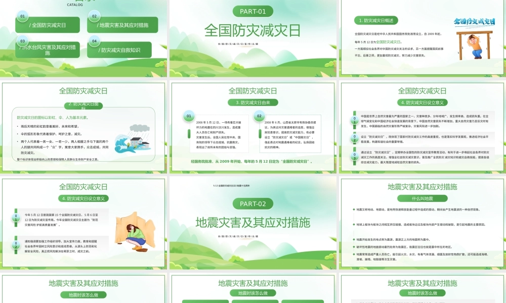 512全国防灾减灾日公益宣传PPT汶川地震十五周年PPT防灾减灾自救知识PPT课件（带内容）.pptx