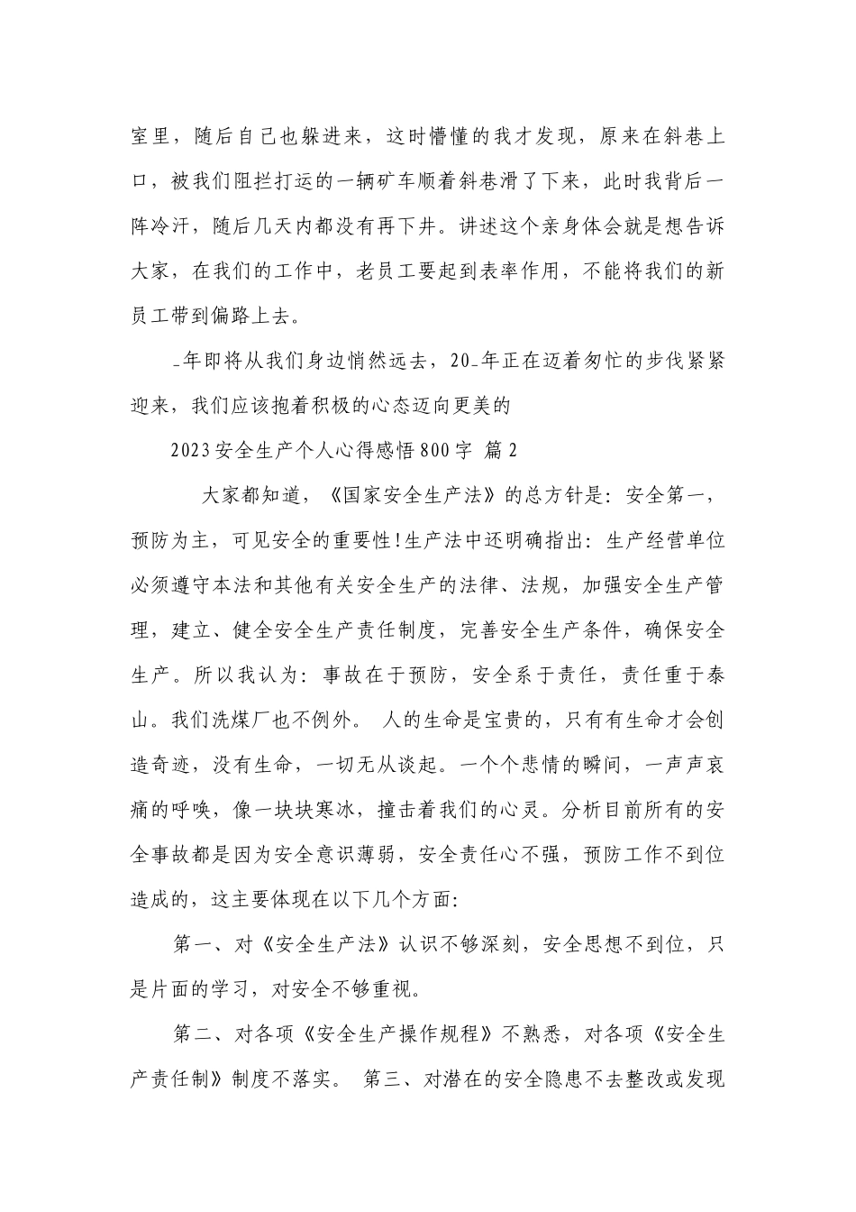 2023安全生产个人心得感悟800字（精选26篇）.docx_第2页