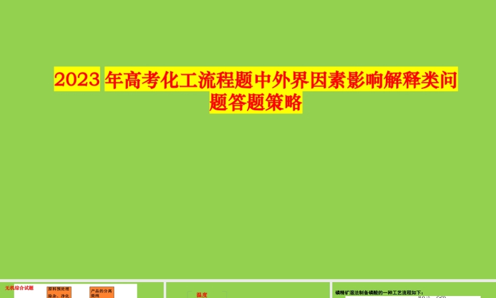 2023年高考化工流程题中外界因素影响解释类问题答题策略.pptx