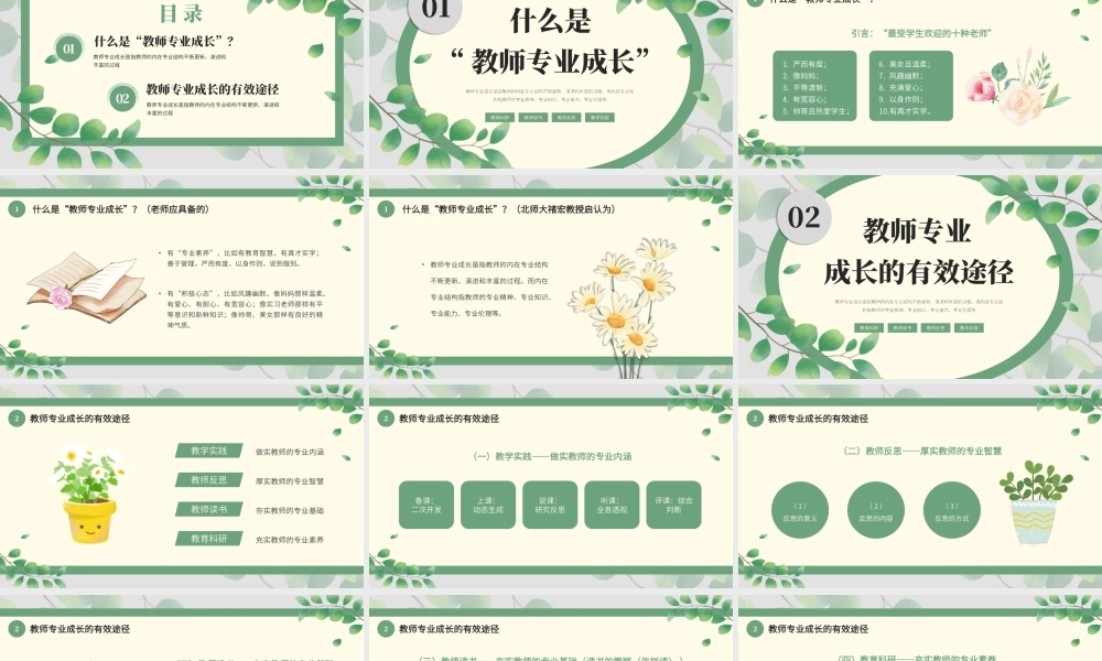 绿色卡通发教师专业成长PPT模板.pptx
