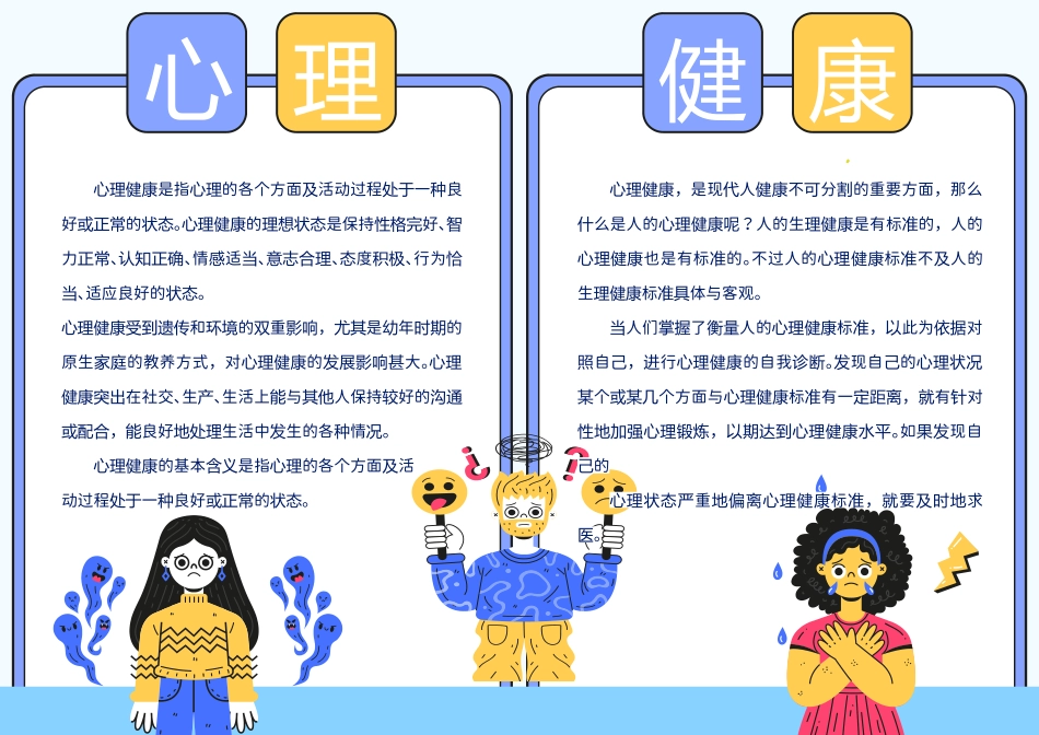 心理健康主题教育手抄报Word档模板.docx_第1页