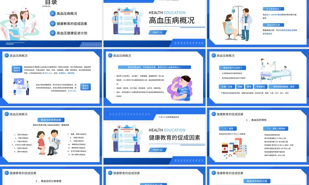 全国高血压日医疗蓝色简约高血压健康教育PPT模板.pptx