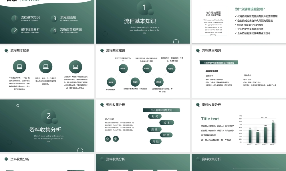 绿色圆点曲线背景的流程管理培训PPT模板.pptx