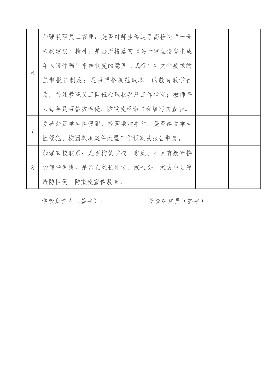 XX镇中小学幼儿园校外教育培训机构预防校园性侵校园欺凌工作检查表.docx_第2页