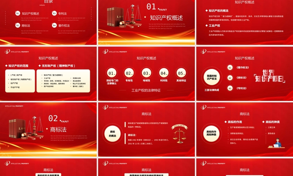 红金简约风知识产权法律知识.pptx