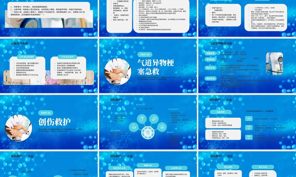 现代救护知识培训PPT心肺复苏胡急救知识PPT课件（带内容）.pptx