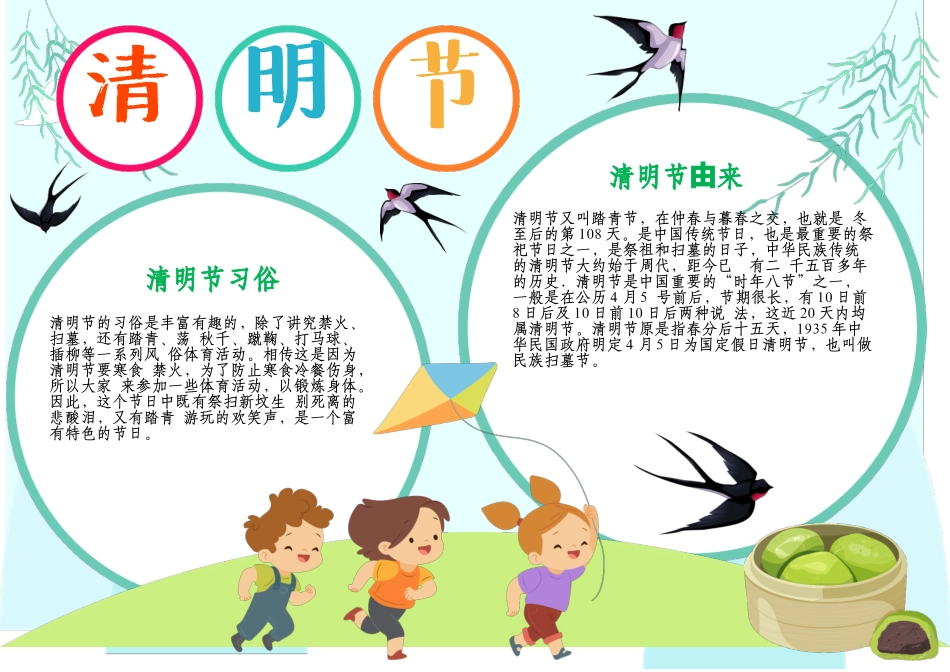 清明节习俗A4电子手抄报小报.docx_第1页