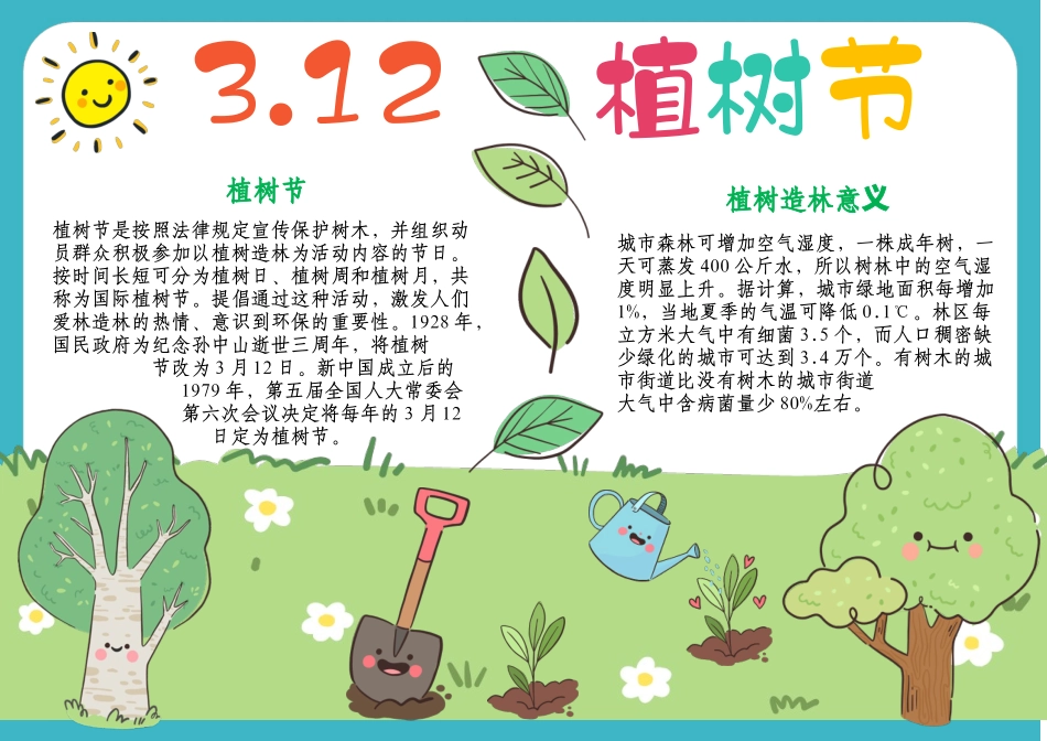 植树节小报保护爱护环境树木地球小报A4手抄报小报.docx_第1页