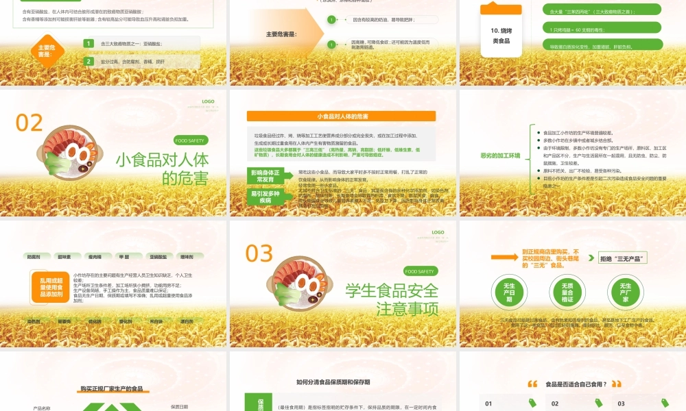 2023年6月食品安全宣传周小学生食品安全主题班会PPT食品安全健康守护PPT课件（带内容）.pptx