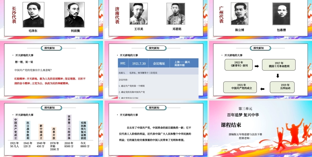 部编版五年级道德与法治下册第三单元《百年追梦复兴中华-中国有了共产党》第一课时PPT课件.pptx