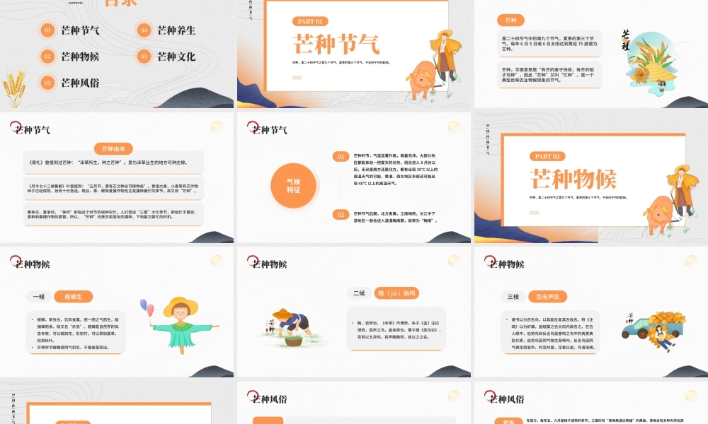 中国风传统节气之芒种介绍PPT模板.pptx