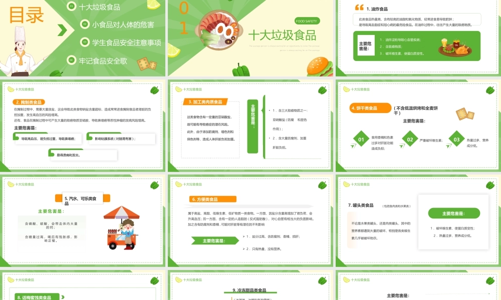 绿色简约2023年6月食品安全宣传周小学生食品安全主题班会.pptx