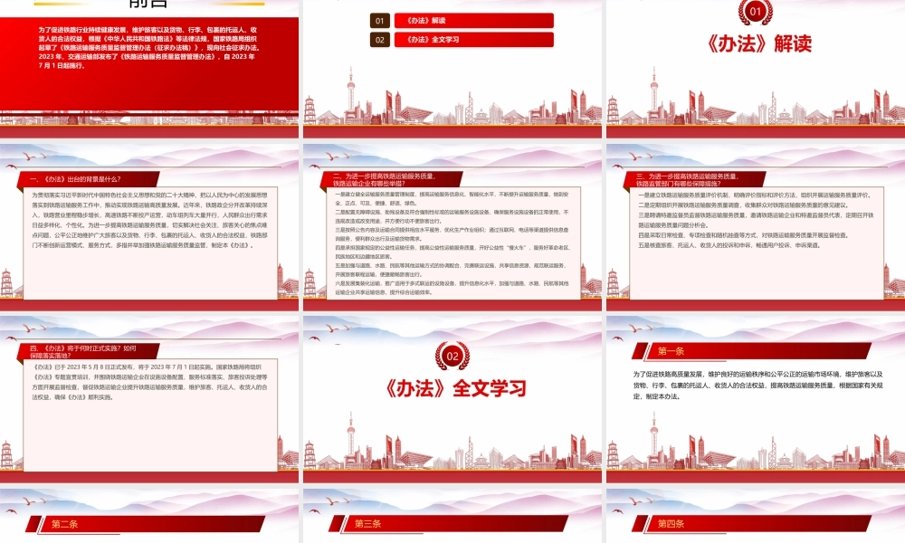 学习2023《铁路运输服务质量监督管理办法》重点 要点内容PPT课件（带内容）.pptx