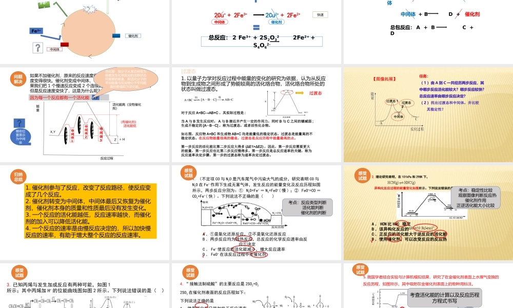 高考化学催化剂对反应历程的影响.pptx