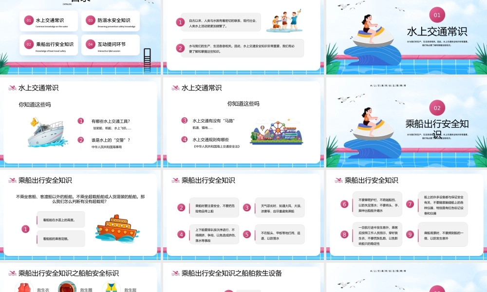 蓝色卡通风水上安全知识教育.pptx