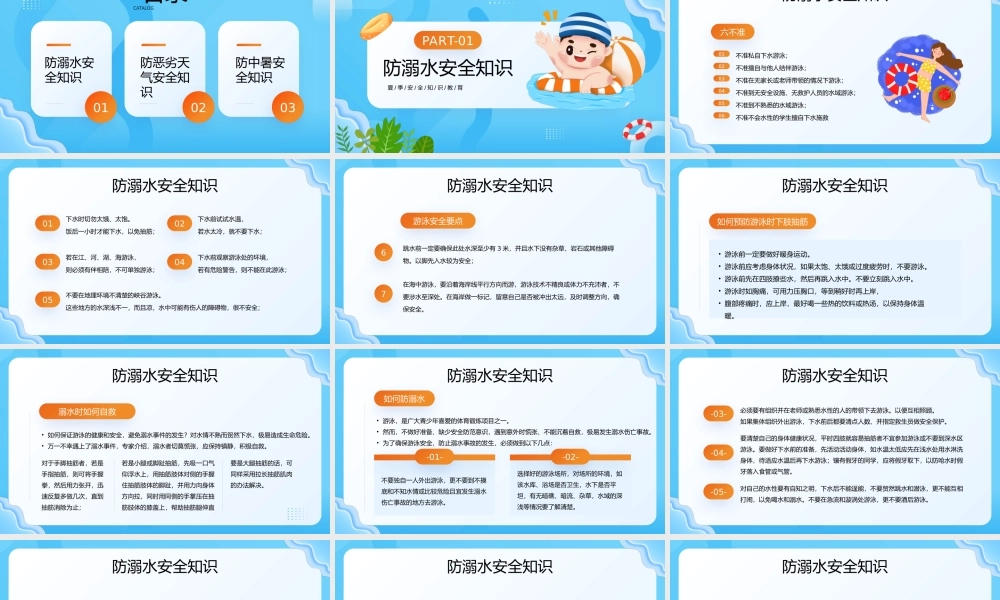 蓝色卡通风夏天防溺水安全知识.pptx