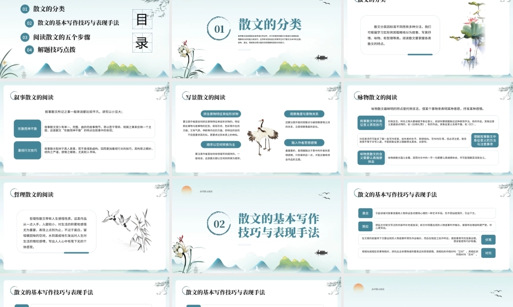 中国风高考散文阅读PPT模板.pptx
