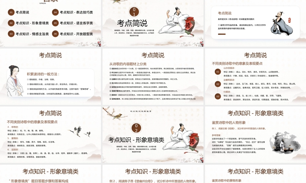 中国风高考诗歌鉴赏PPT模板.pptx
