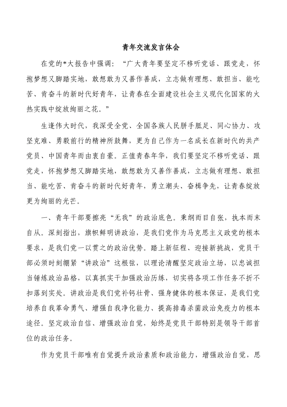 青年交流发言体会.docx_第1页