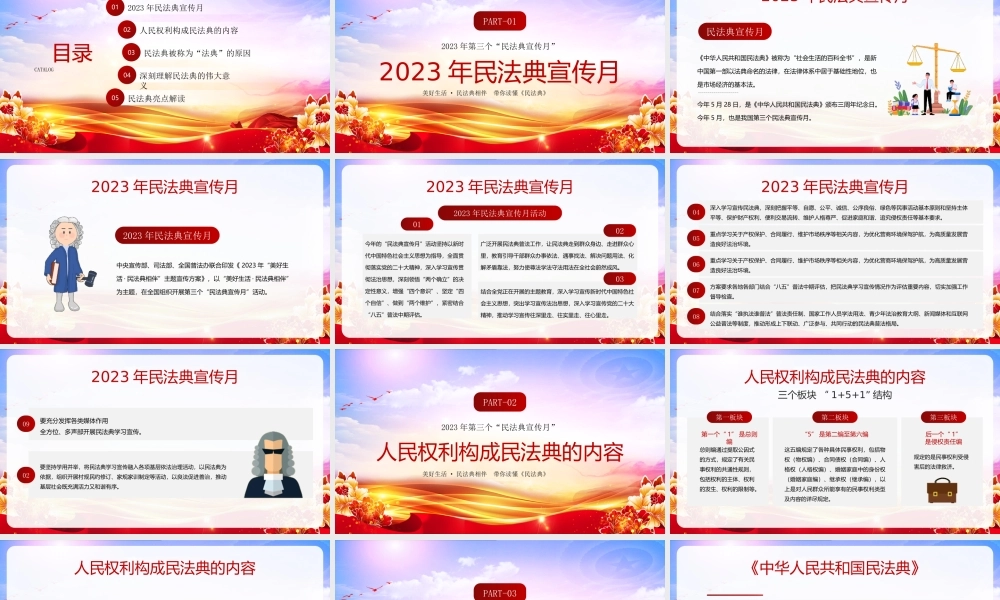 2023年第三个“民法典宣传月”PPT学习民法典主题宣传PPT课件（带内容）.pptx