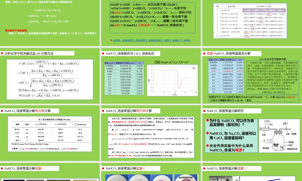 高中化学探究NaHCO3溶液.pptx
