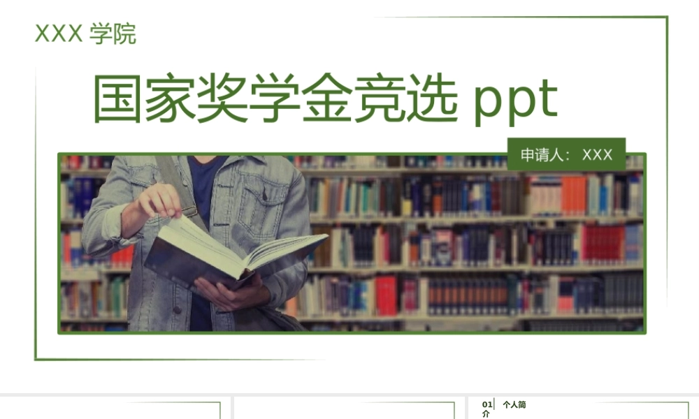 大学生国家奖学金竞选个人奖项荣誉展示PPT模板.pptx