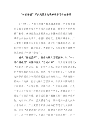 “时代楷模”万步炎同志先进事迹学习体会感悟3篇.docx