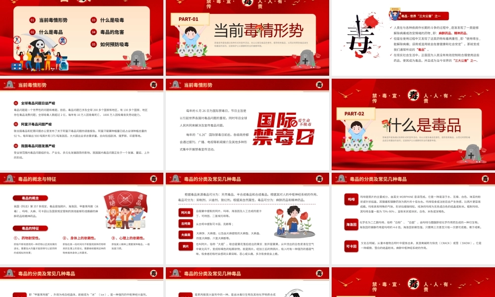 红色卡通风识毒防毒拒毒.pptx