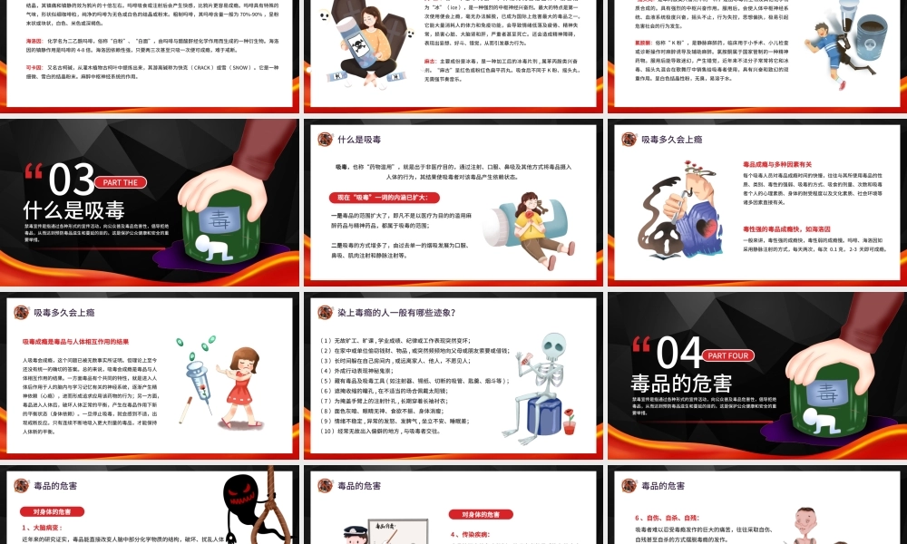 对毒品说no识毒防毒禁毒黑色简约PPT模板.pptx