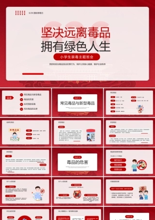 国际禁毒日中小学生禁毒主题班会PPT坚决远离毒品拥有绿色人生PPT课件（带内容）.pptx