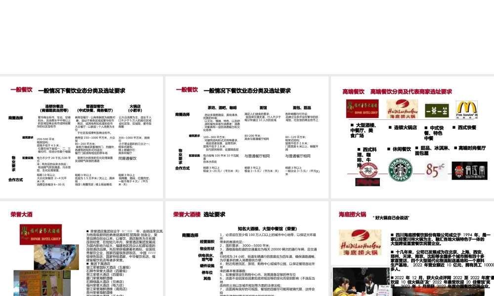 中高端餐饮业态分类及选址要求报告.pptx