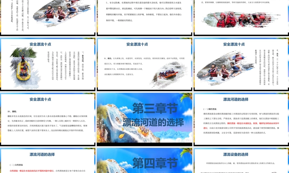 漂流基本常识及安全注意事项PPT模板（含参考内容）.pptx