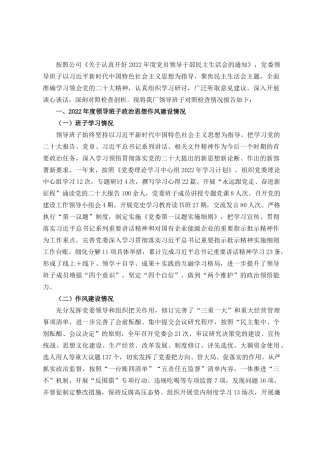 党委领导班子20XX年度民主生活会对照检查材料.docx