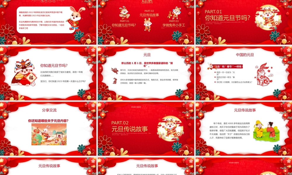 “童心庆元旦快乐迎新年”幼儿园兔年元旦活动策划PPT模板.pptx