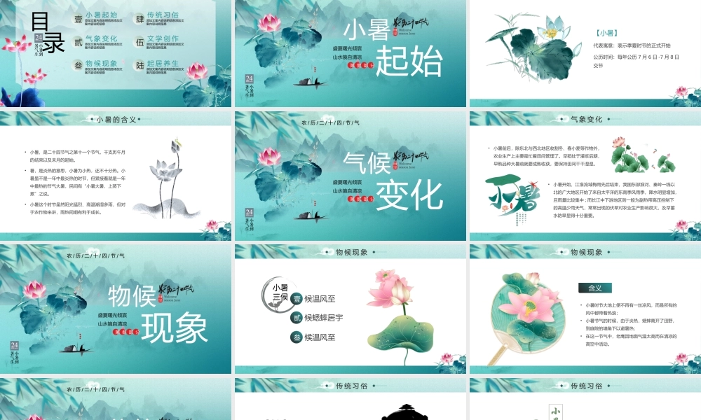 绿色中国风二十四节气之小暑.pptx