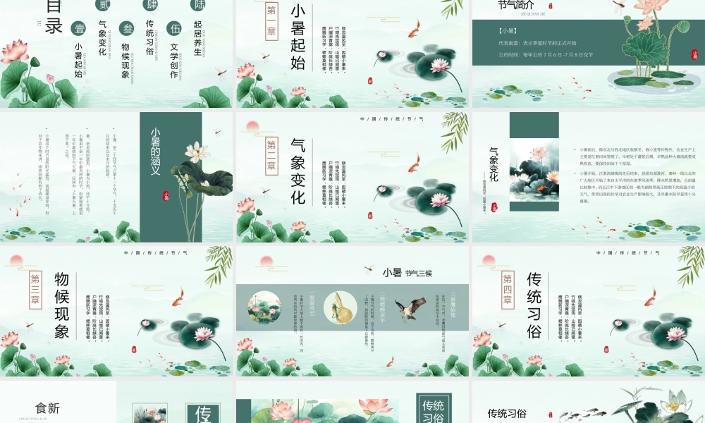绿色中国风二十四节气之小暑.pptx