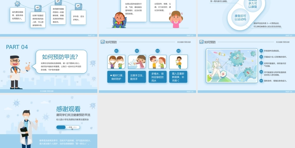 预防甲流幼儿园小学生流感知识普及安全教育PPT模板（含具体内容）.pptx
