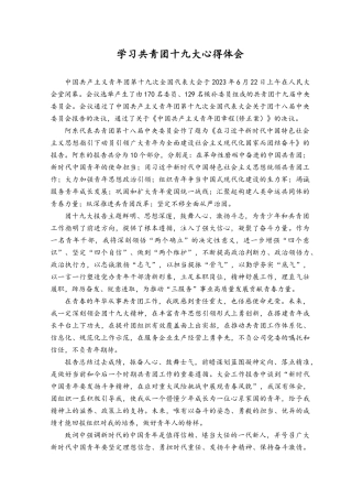2023年学习共青团第十九次全国代表大会精神心得体会感悟（3篇）.docx