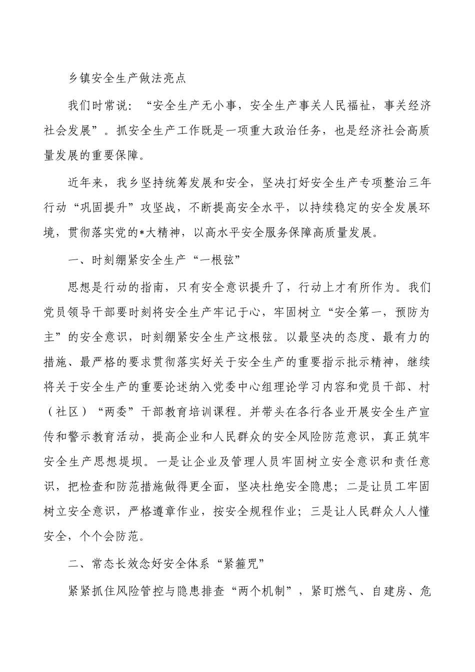 乡镇安全生产做法亮点.docx_第1页