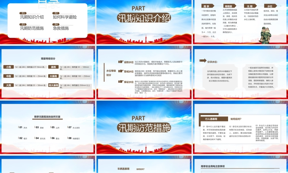 防洪防汛安全教育培训PPT汛期防范措施PPT课件（带内容）.pptx