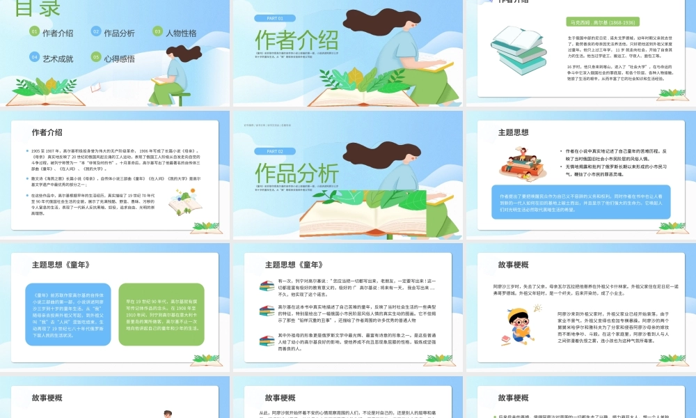 好书推荐读书分享名著导读童年PPT模板(含具体内容).pptx