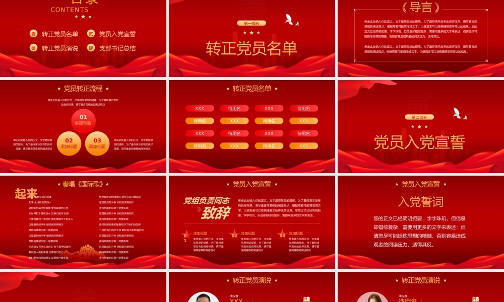 红色入党积极分子转正答辩预备党员转正大会.pptx