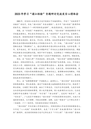 （12篇）2023年党员干部学习“浦江经验”专题研讨交流发言心得体会感想.docx