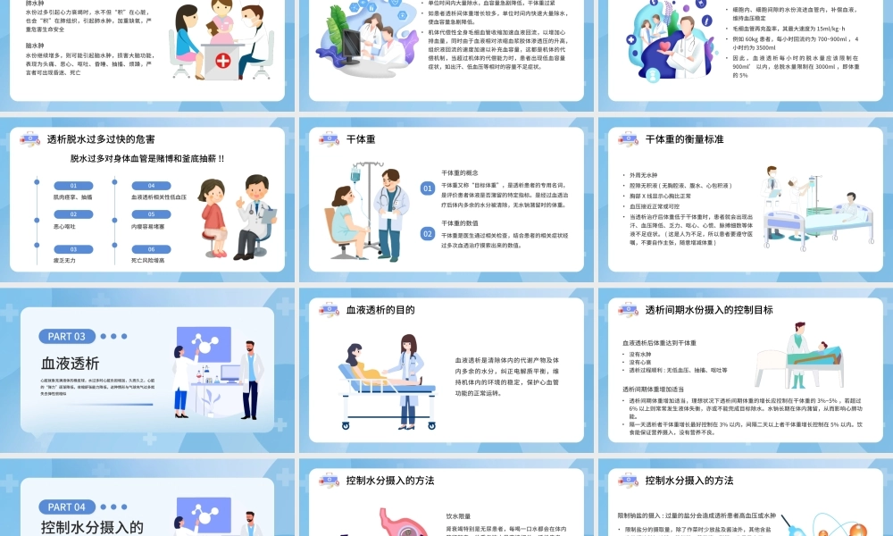 蓝色简约医疗健康血液透析患者水分控制的管理PPT模板.pptx