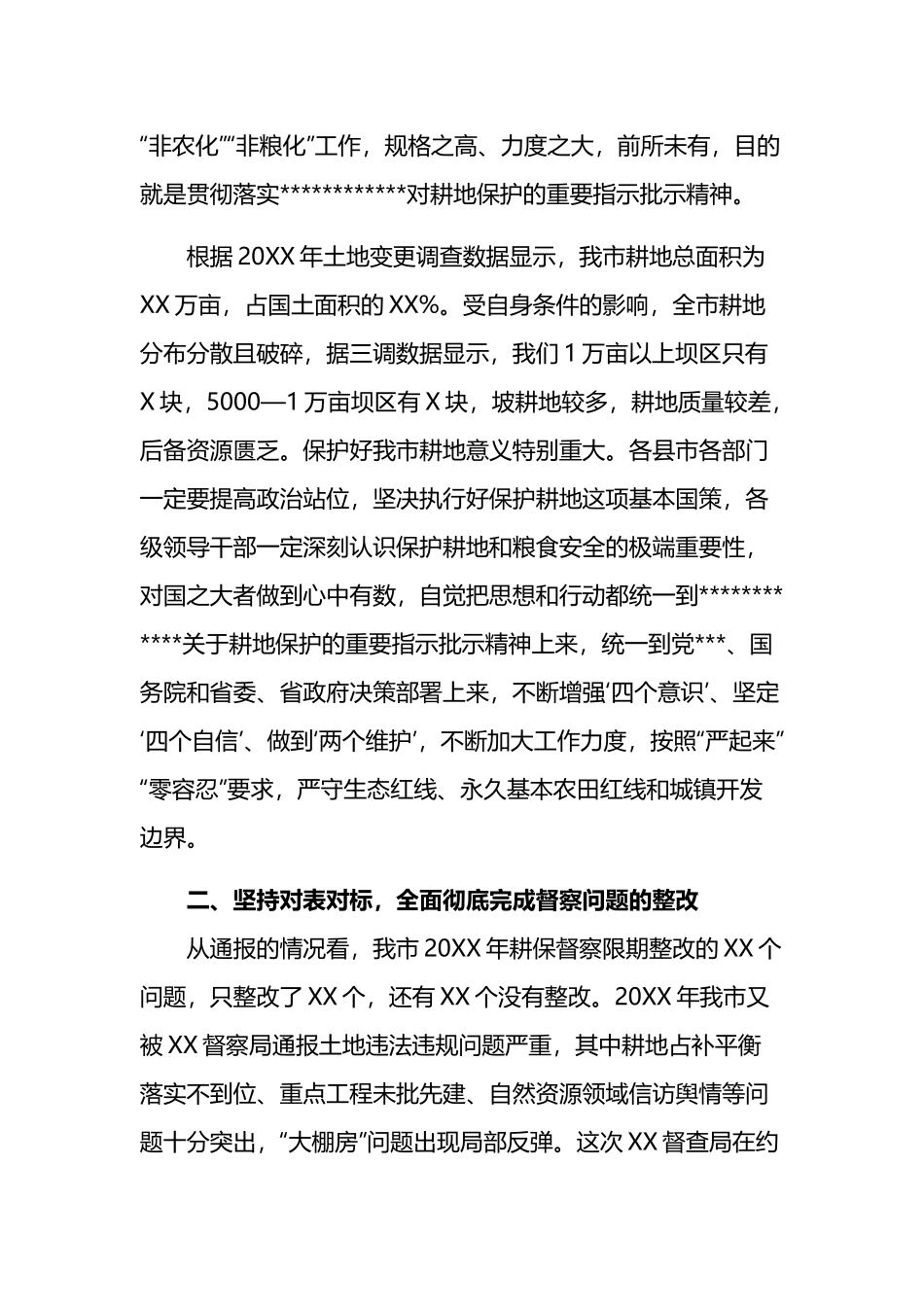 在耕地保护督察问题整改工作推进会上的发言稿2篇.docx_第2页