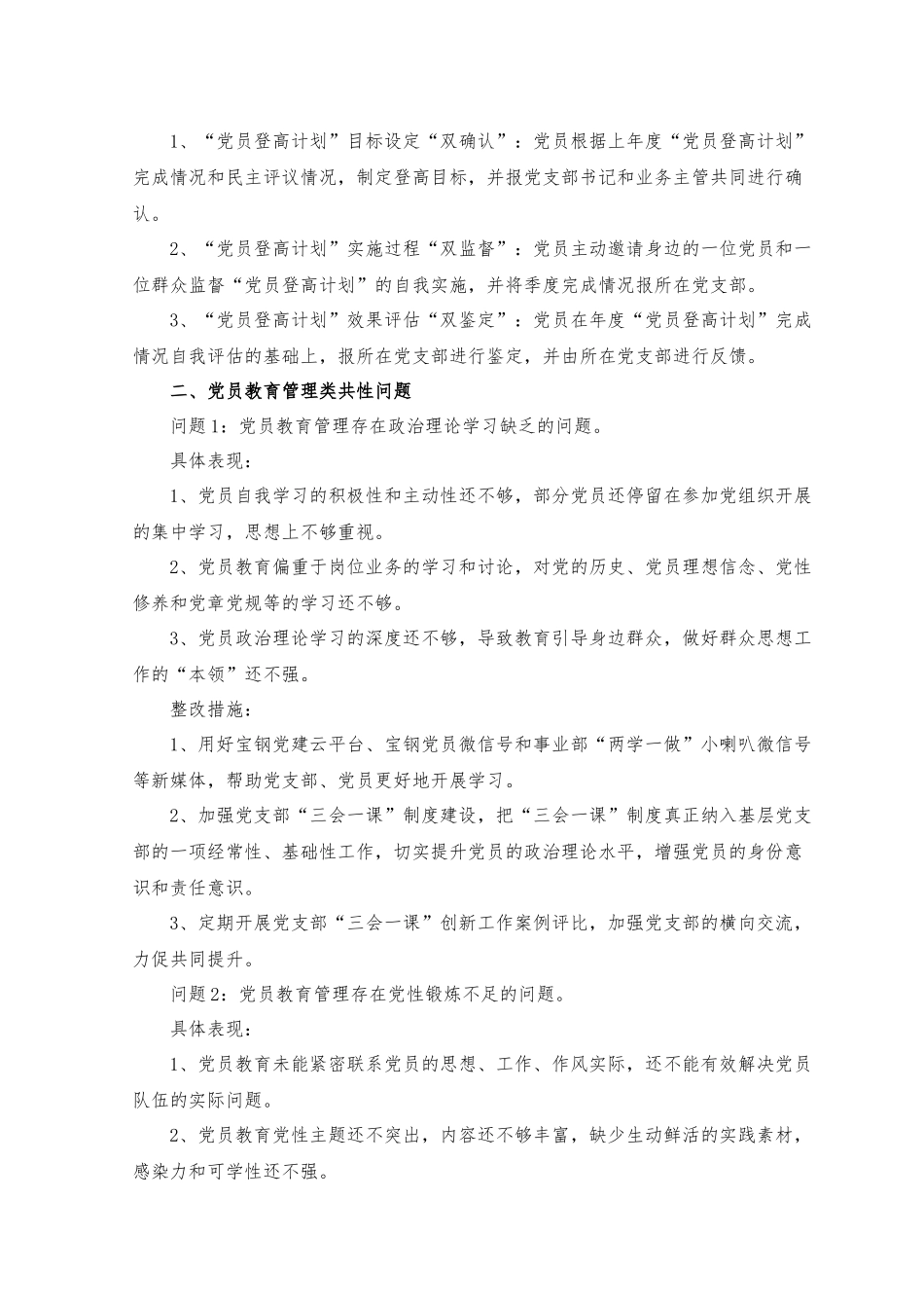 2023年事业部基层党支部“两清单一计划”共性问题及整改措施.docx_第2页