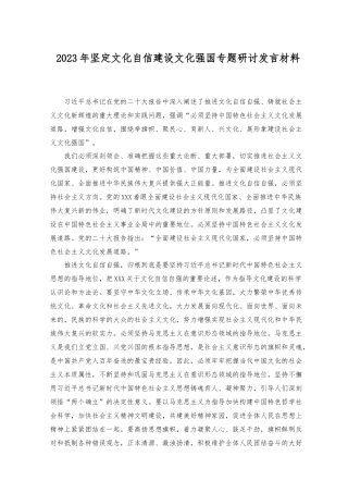 （2篇）2023年坚定文化自信建设文化强国专题研讨发言材料.docx